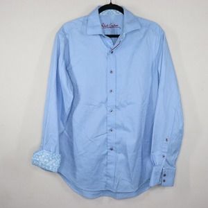 Robert Graham Shirt Mens Size Medium Blue Button Up Long Sleeve Flip Cuff Office